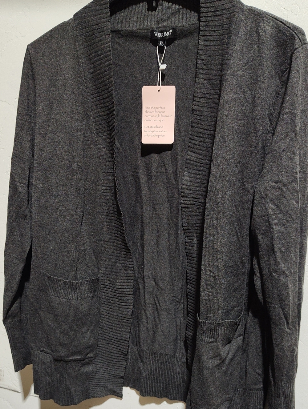 Dark Gray Open-Front Cardigan Sweater XL Nwt